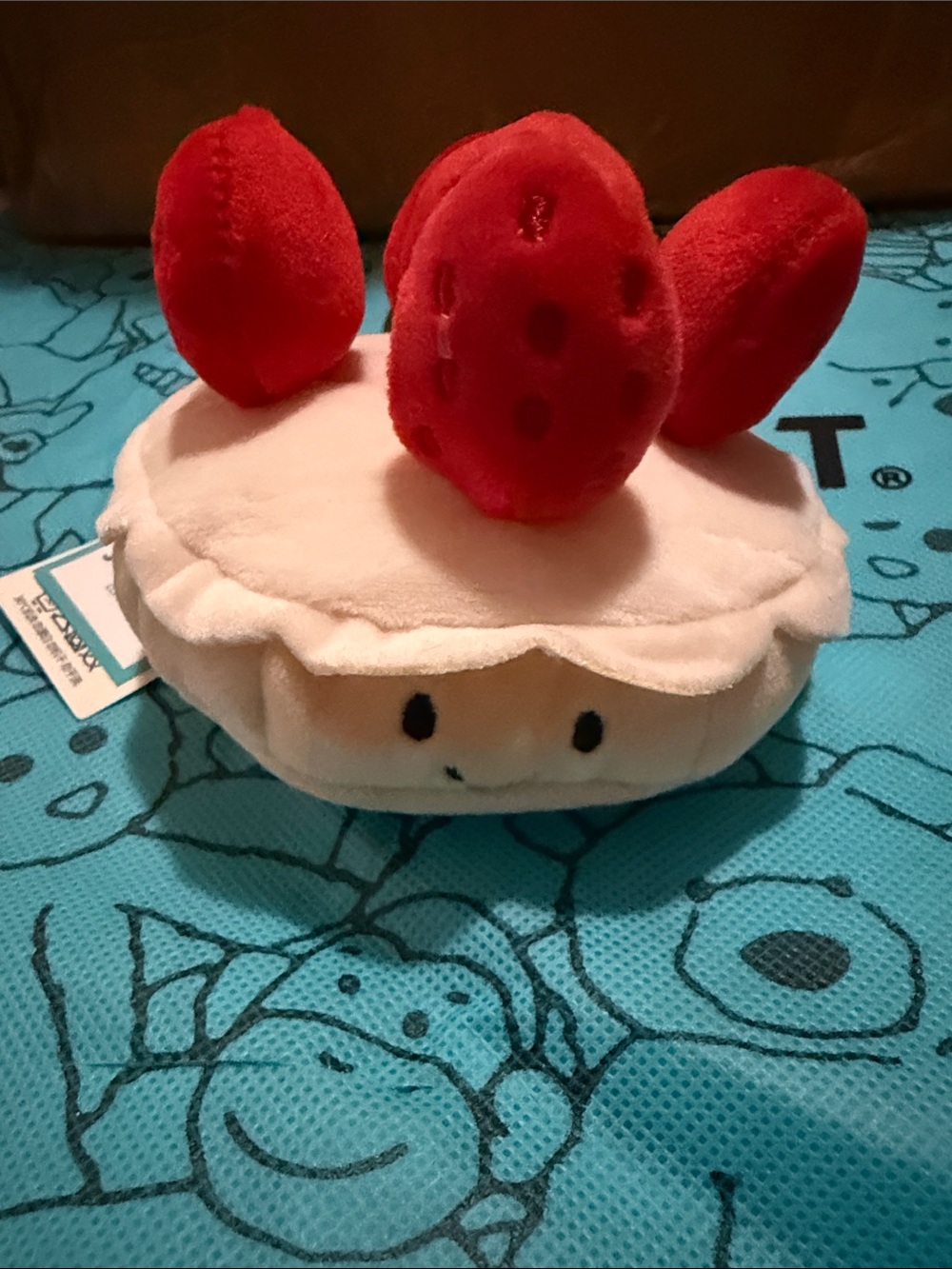 Jellycat White Creamy Tart Plush with Bright Red Strawberries